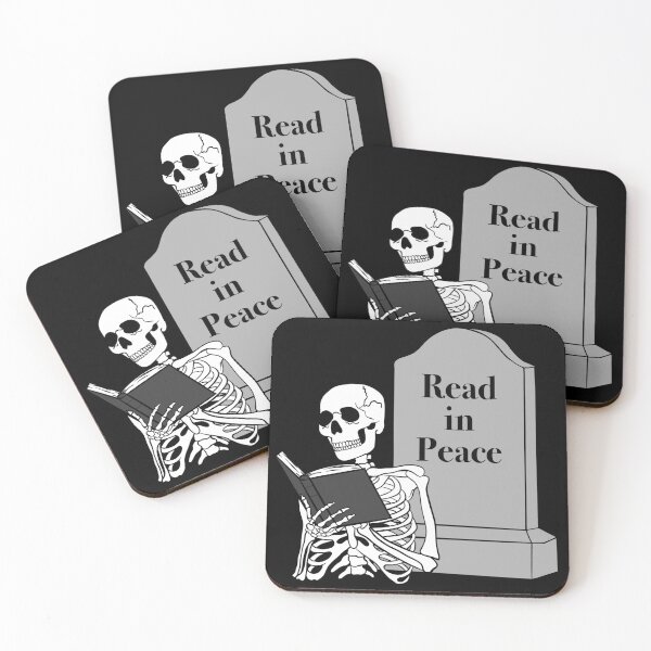Item preview, Read in Peace Halloween Spooky Bookish Reading Skeleton designed and sold by KWZCreates.