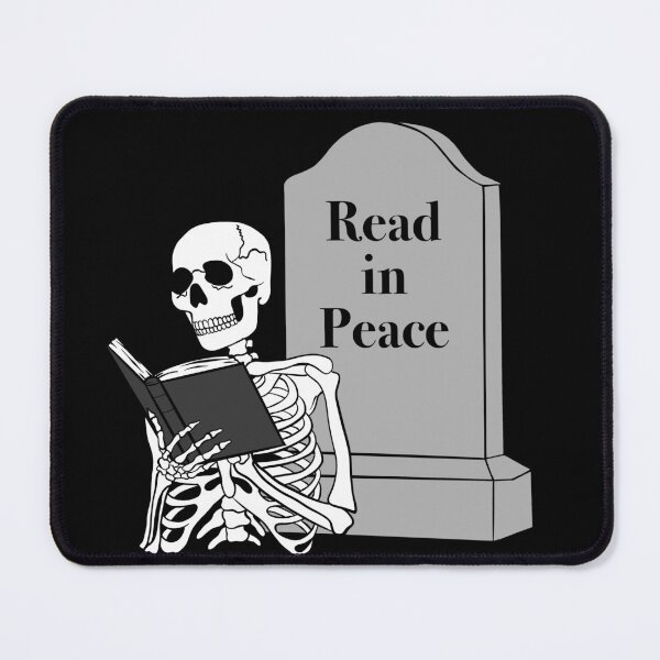 Item preview, Read in Peace Halloween Spooky Bookish Reading Skeleton designed and sold by KWZCreates.