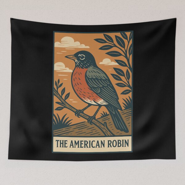 Item preview, American Robin Illustration – Vintage Backyard Bird Art designed and sold by BRU Design.
