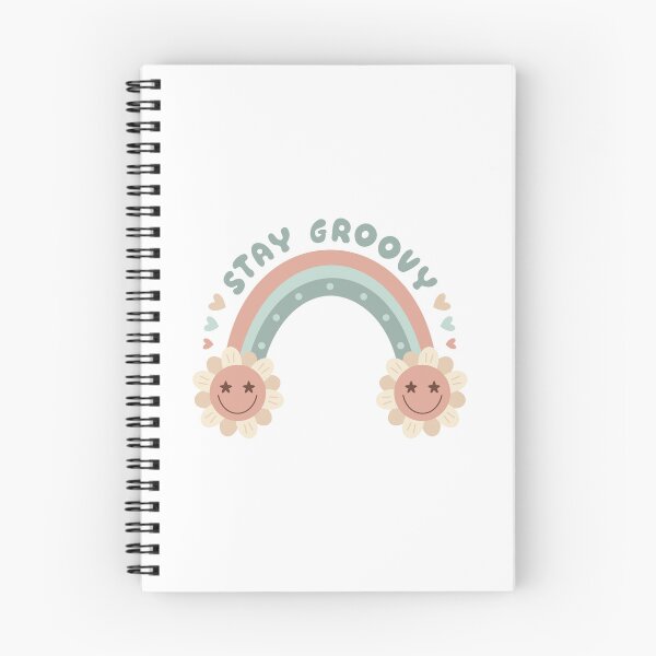 Artikelvorschau, Stay Groovy - Retro Regenbogen mit Blumen entworfen und verkauft von Julza Art.