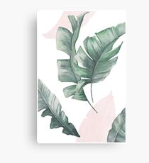 Palm leaves green and pink Metal Print