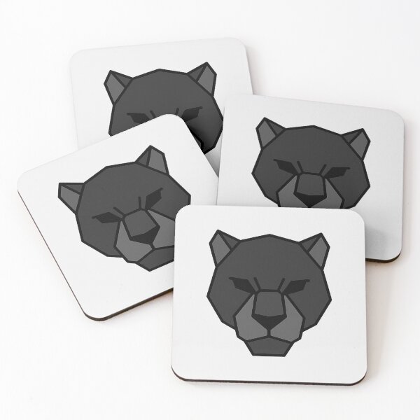 Item preview, Geometric Black Panther Head – Low Poly Symmetrical Design designed and sold by Bratak.