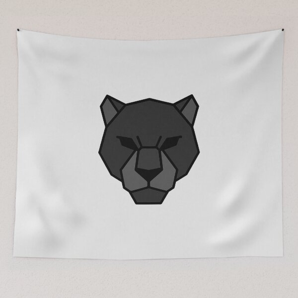 Item preview, Geometric Black Panther Head – Low Poly Symmetrical Design designed and sold by Bratak.