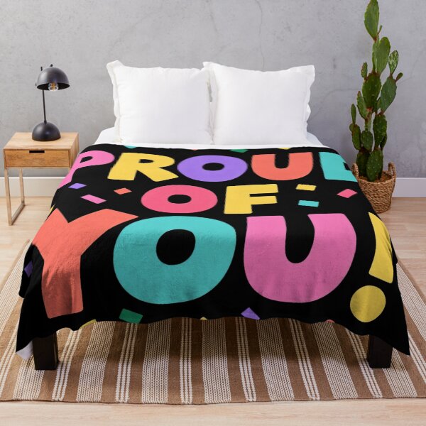 Item preview, Proud Of You Colorful Typography Celebration Quote Fun Bright Positive Message Inspiring Confetti Cheerful Motivational Design Illustration designed and sold by Mimoshi ⭐⭐⭐⭐⭐.