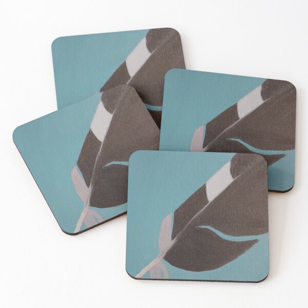 Item preview, Black and White Feather on Blue designed and sold by KeksWorkroom.