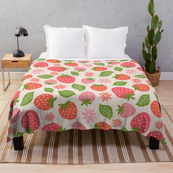 Item preview, Cute strawberries and daisy flowers pattern designed and sold by Retro Street Studios.