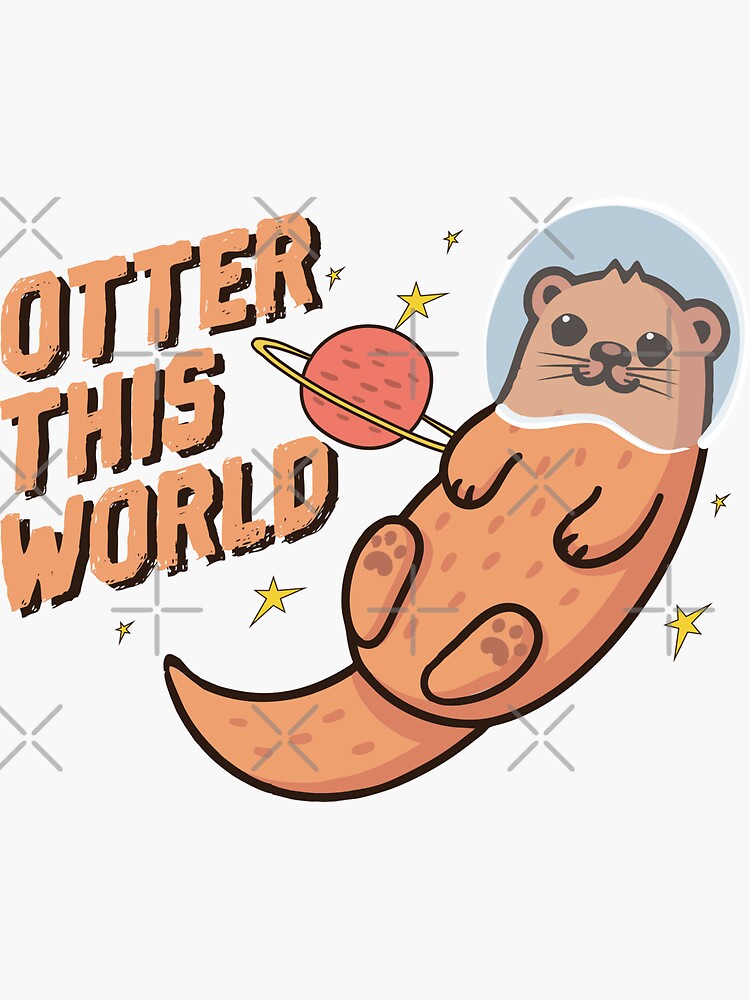 Thumbnail 3 of 3, Sticker, Otter this world designed and sold by alenaz.