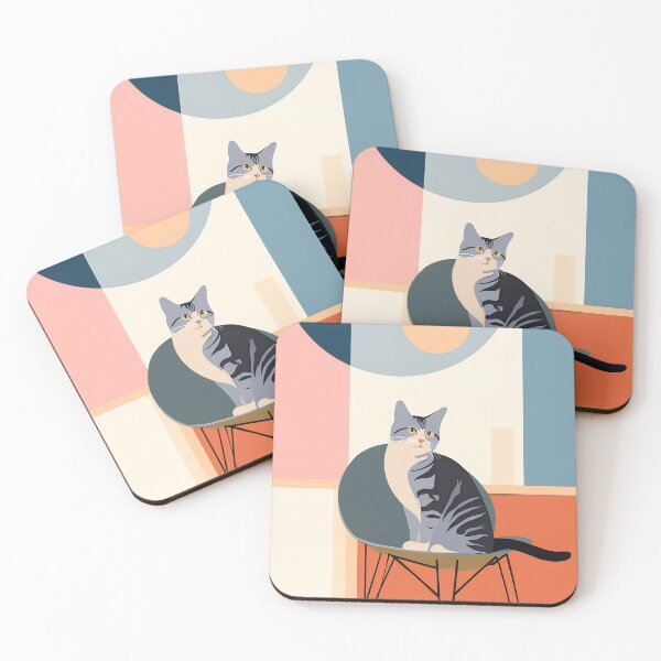 Item preview, American Shorthair Cat Bauhaus Art – Modern Minimalist Cat Illustration designed and sold by NaChomArtStudio.