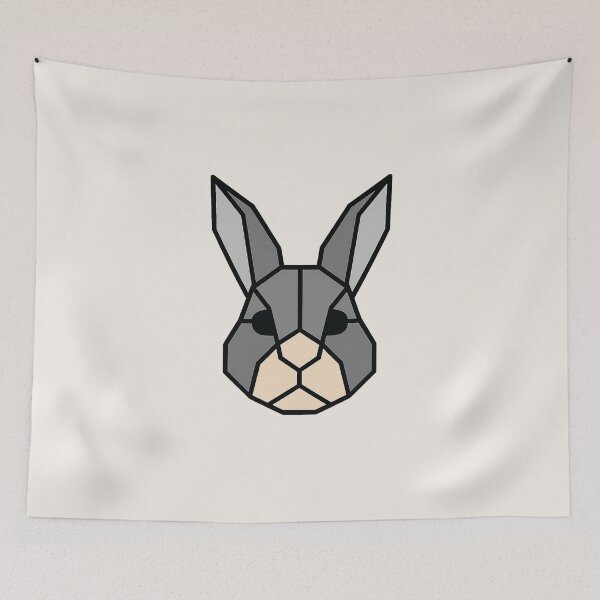Item preview, Geometric Rabbit Head – Low Poly Symmetrical Design designed and sold by Bratak.