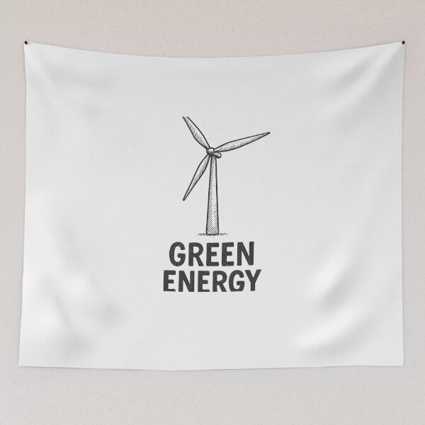 Item preview, Black and White Wind Turbine Green Energy Graphic – Minimalist Renewable Power designed and sold by Fleetwood1994.