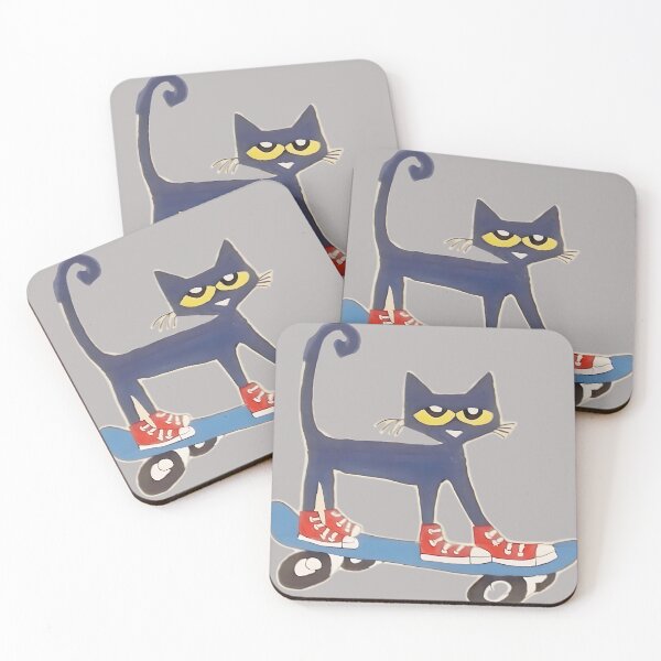 Item preview, Cool Black Cat Skateboarding Blue Board Red Shoes designed and sold by olympianies.