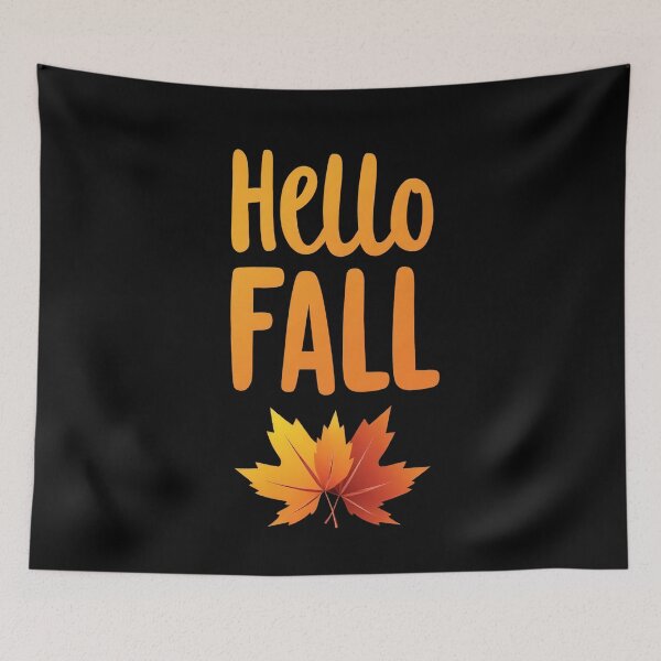 Item preview, Hello Fall Autumn Leaves Seasonal Greeting Minimalist Cozy Warm Colors Nature Inspired Typography Decorative Poster Autumn Illustration Artwork designed and sold by Mimoshi ⭐⭐⭐⭐⭐.
