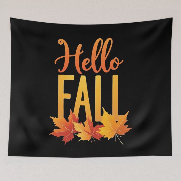 Item preview, Hello Fall Autumn Leaves Seasonal Greeting Cozy Warm Colors Nature Inspired Typography Artwork Decorative Seasonal Poster Autumn Illustration designed and sold by Mimoshi ⭐⭐⭐⭐⭐.