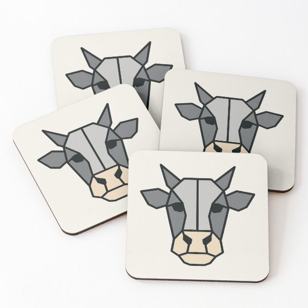 Item preview, Geometric Cow Head – Low Poly Symmetrical Design designed and sold by Bratak.