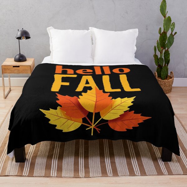Item preview, Hello Fall Autumn Leaves Seasonal Illustration Warm Orange Yellow Red Colors Cozy Nature Inspired Typography Poster Decorative Artwork designed and sold by Mimoshi ⭐⭐⭐⭐⭐.