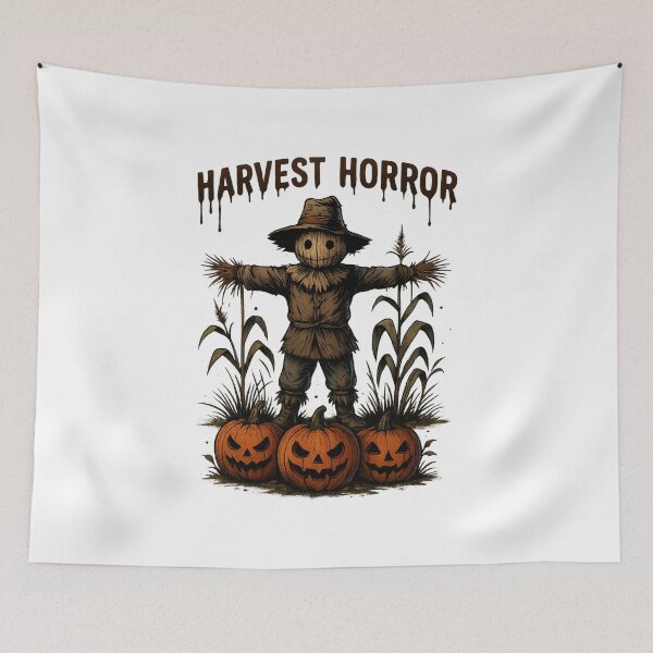 Item preview, Harvest Horror Scarecrow with Evil Pumpkins designed and sold by Trendora Studio.