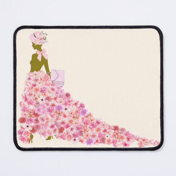 Item preview, Woman in long skirt of pink pastel flowers designed and sold by thefrenchyviet.
