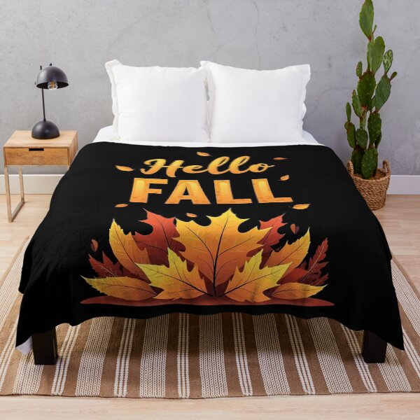 Item preview, Hello Fall Autumn Leaves Illustration Warm Seasonal Greeting Golden Orange Colors Autumn Nature Inspired Cozy Decorative Design Poster designed and sold by Mimoshi ⭐⭐⭐⭐⭐.
