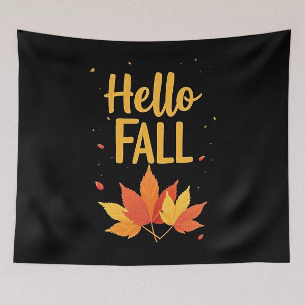 Item preview, Hello Fall Autumn Leaves Illustration Seasonal Greeting Warm Colors Autumn Vibes Nature Inspired Decorative Artwork Celebration Design designed and sold by Mimoshi ⭐⭐⭐⭐⭐.