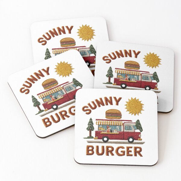 Artikelvorschau, Vintage Sunny Burger Bestickter Aufnäher im Retro-Food-Truck-Logo-Design entworfen und verkauft von casualnature.