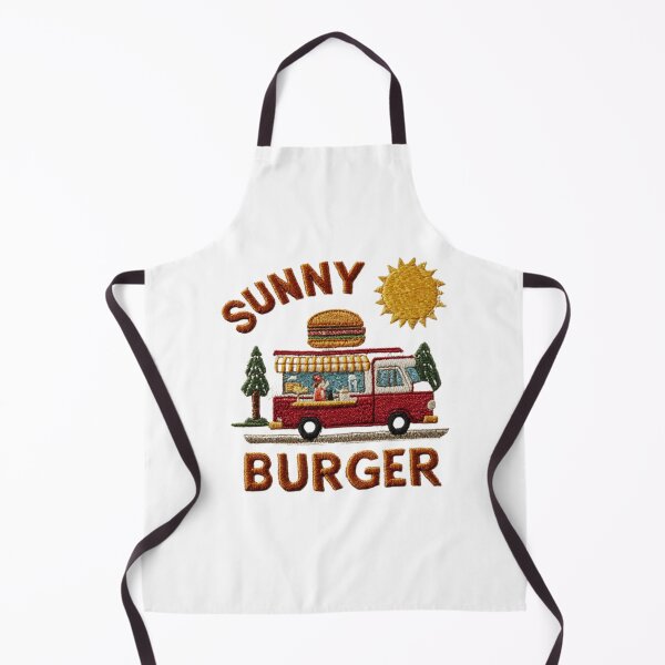 Artikelvorschau, Vintage Sunny Burger Bestickter Aufnäher im Retro-Food-Truck-Logo-Design entworfen und verkauft von casualnature.