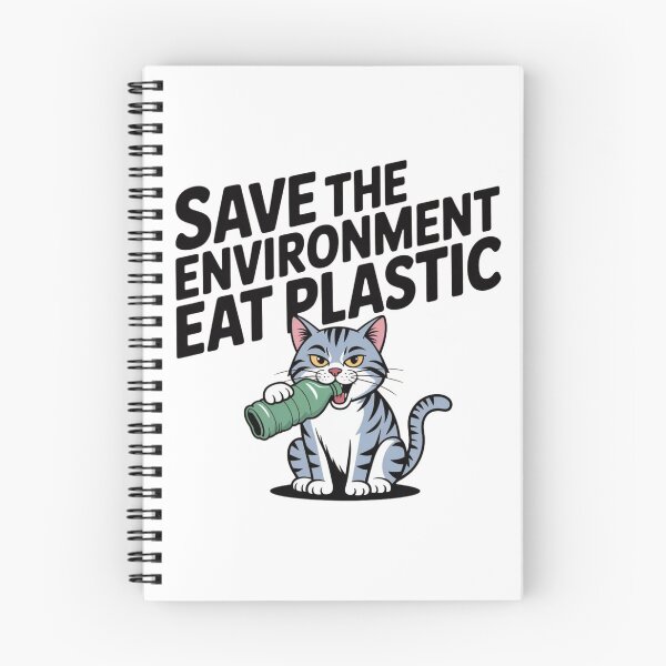 Item preview, Funny Cat Meme "Save The Environment Eat Plastic" – Sarcastic Saying Eco Humor Design designed and sold by NO-STUDIO.