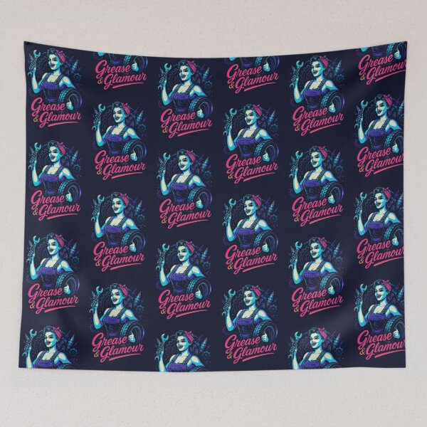 Item preview, Copy of Grease & Glamour Neon Pin-Up Mechanic Design – Retro Garage Girl Artwork for Car Lovers & Rockabilly Fans designed and sold by GemBob Creations.