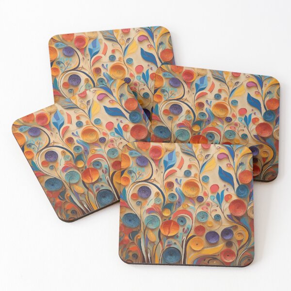 Item preview, Gustav Klimt Flower Garden in Red Orange and Blue designed and sold by Vicky Brago-Mitchell®.