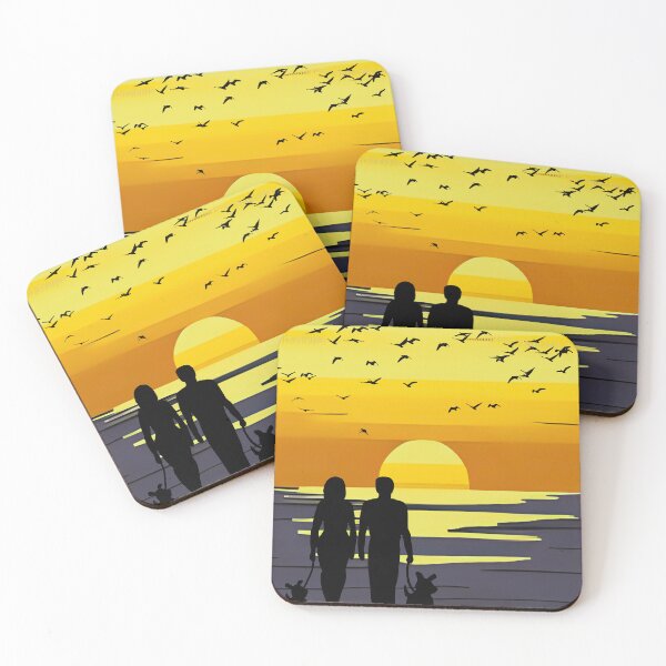 Item preview, Pets lover in the seaside during sunset designed and sold by Sensihoriverse.