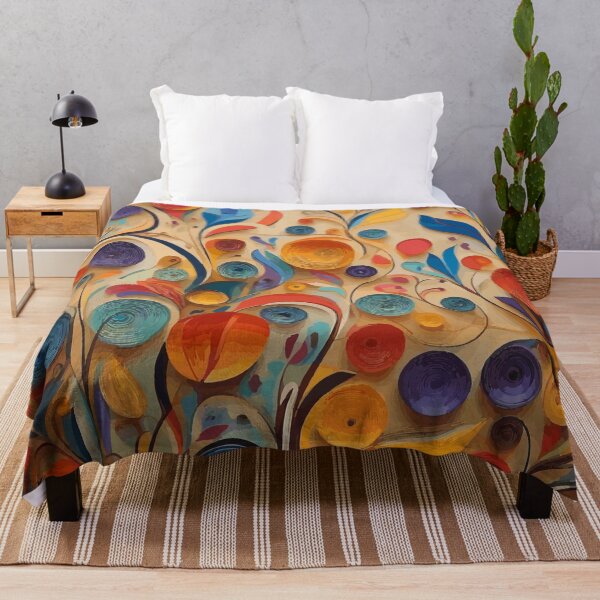 Item preview, Gustav Klimt Flower Garden in Red Orange and Blue designed and sold by Vicky Brago-Mitchell®.