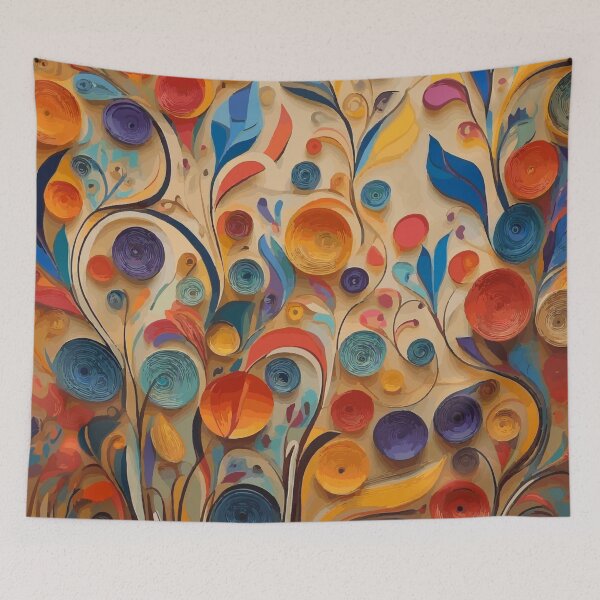 Item preview, Gustav Klimt Flower Garden in Red Orange and Blue designed and sold by Vicky Brago-Mitchell®.