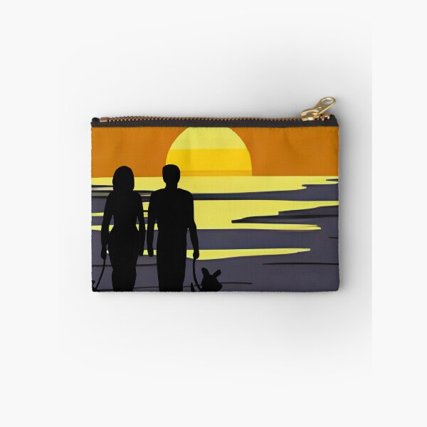 Item preview, Pets lover in the seaside during sunset designed and sold by Sensihoriverse.