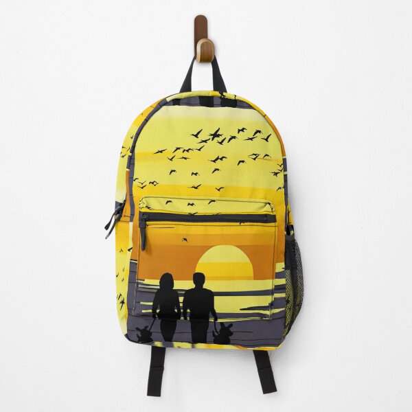 Item preview, Pets lover in the seaside during sunset designed and sold by Sensihoriverse.