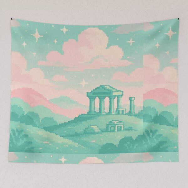 Item preview, Pixel Art Ancient Temple Ruins at Sunset designed and sold by Zenvo.