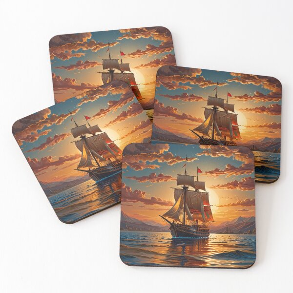Item preview, Paper Quilling Ship at Sunset – Impressionist Style 3D Layered Papercraft Ocean Art designed and sold by ColorSplash123.