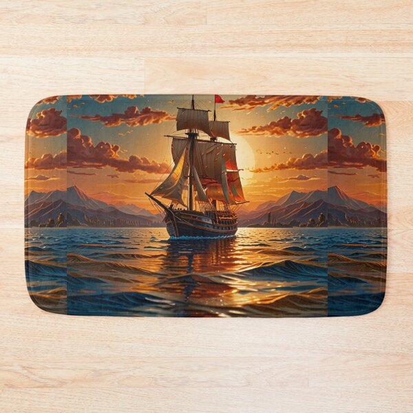 Item preview, Paper Quilling Ship at Sunset – Impressionist Style 3D Layered Papercraft Ocean Art designed and sold by ColorSplash123.