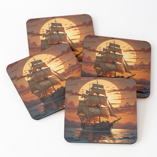 Item preview, Paper Quilling Ship at Sunset – Impressionist Style 3D Layered Papercraft Ocean Art designed and sold by ColorSplash123.
