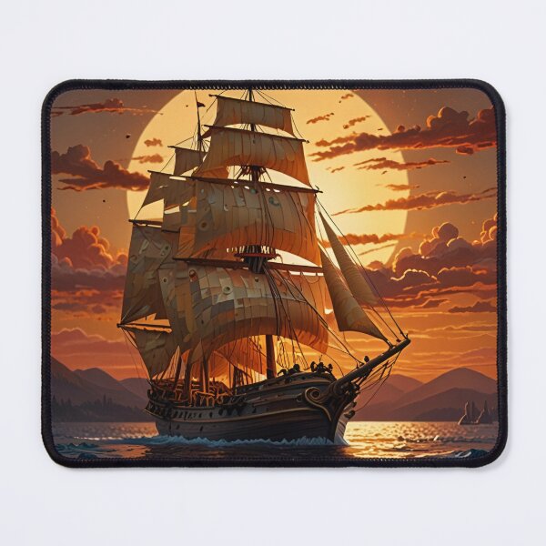 Item preview, Paper Quilling Ship at Sunset – Impressionist Style 3D Layered Papercraft Ocean Art designed and sold by ColorSplash123.