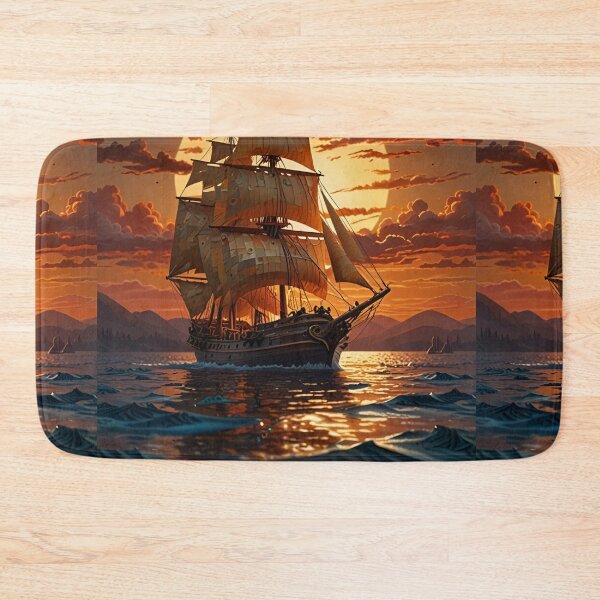 Item preview, Paper Quilling Ship at Sunset – Impressionist Style 3D Layered Papercraft Ocean Art designed and sold by ColorSplash123.