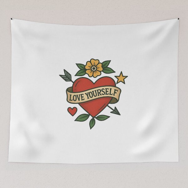Item preview,  VintageTattoo Heart PNG | Love Yourself Traditional Design | Old School Sublimation Art designed and sold by QueenStore-USA.