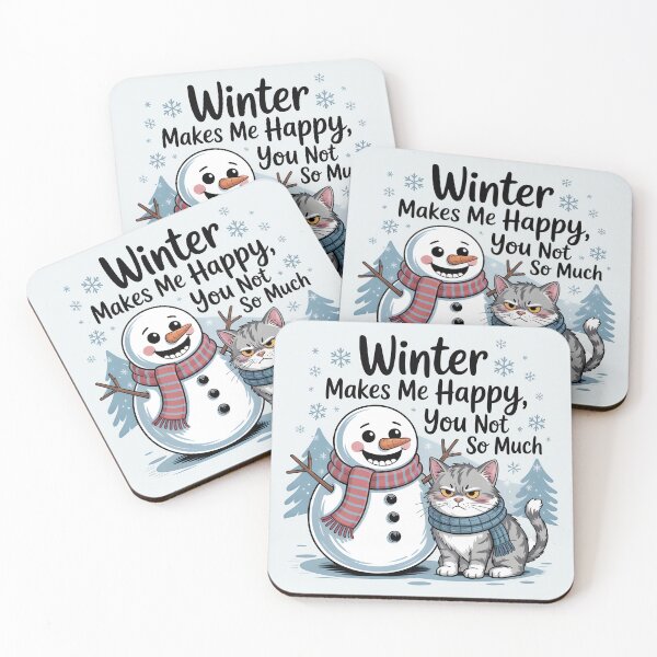 Item preview, Winter Makes Me Happy – Funny Snowman & Cat Design designed and sold by Jollys-ArtShop.