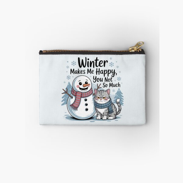 Item preview, Winter Makes Me Happy – Funny Snowman & Cat Design designed and sold by Jollys-ArtShop.