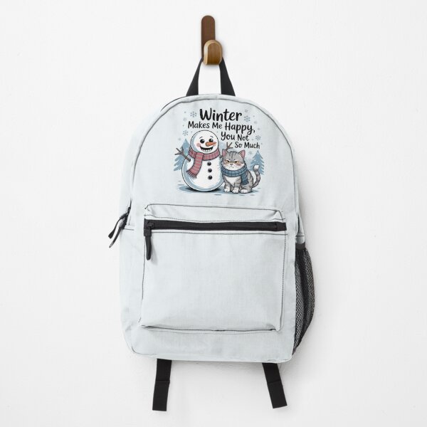 Item preview, Winter Makes Me Happy – Funny Snowman & Cat Design designed and sold by Jollys-ArtShop.