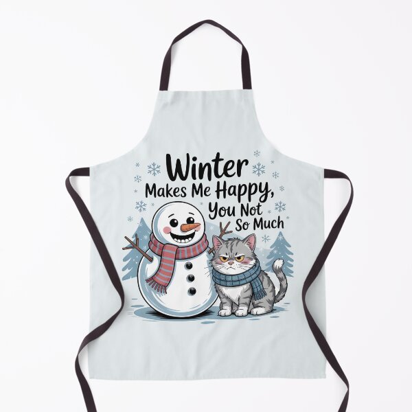 Item preview, Winter Makes Me Happy – Funny Snowman & Cat Design designed and sold by Jollys-ArtShop.