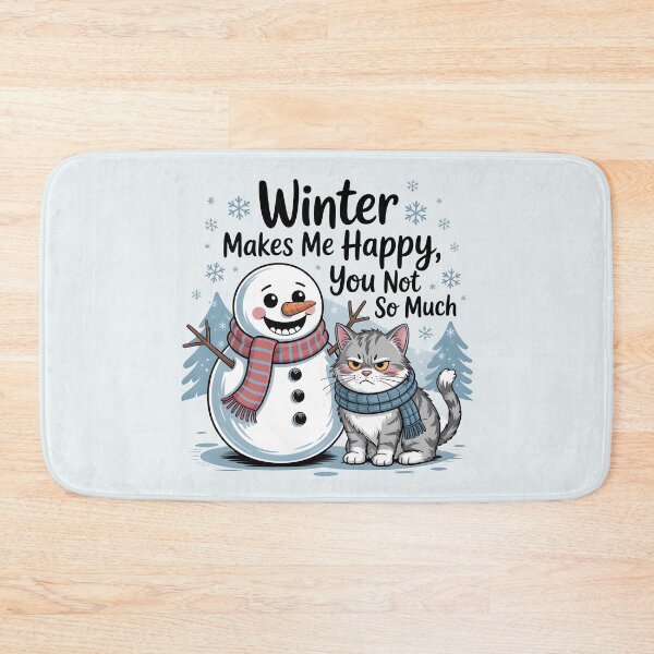 Item preview, Winter Makes Me Happy – Funny Snowman & Cat Design designed and sold by Jollys-ArtShop.