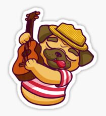 Cute Pug Playing Guitar Sticker