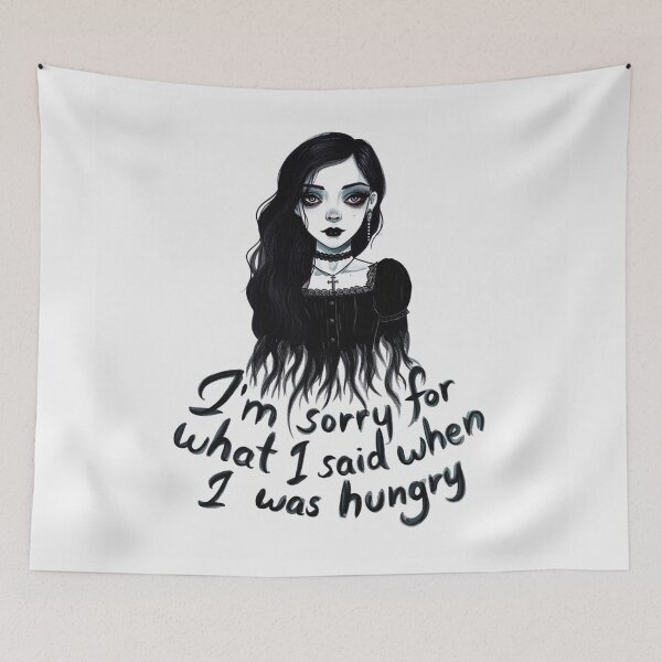 Item preview, Sorry for what i said when i was hungry -  Emo Goth Girl design designed and sold by Vintage Designs +.