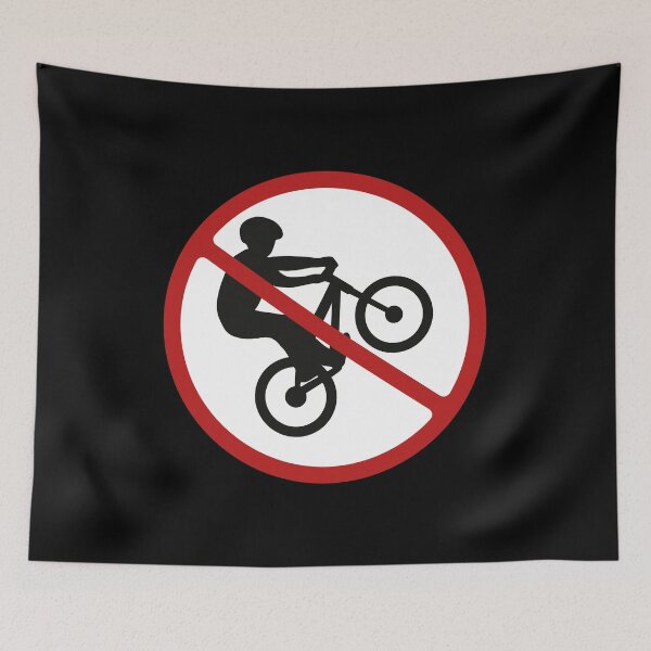 Item preview, Prohibited Bike Wheelies Sign, Black, Red, White Signage, No Bikes or Cyclists  designed and sold by AASparksDesigns.