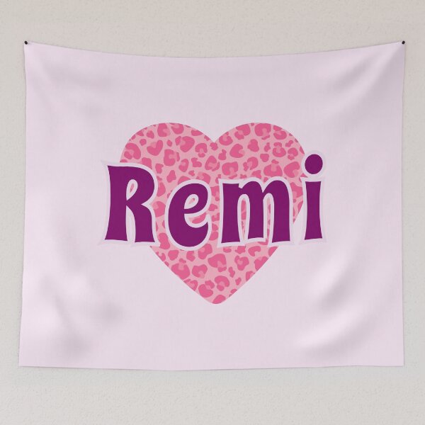 Item preview, Remi Name Pink Leopard Heart  designed and sold by Jeallan Designs.
