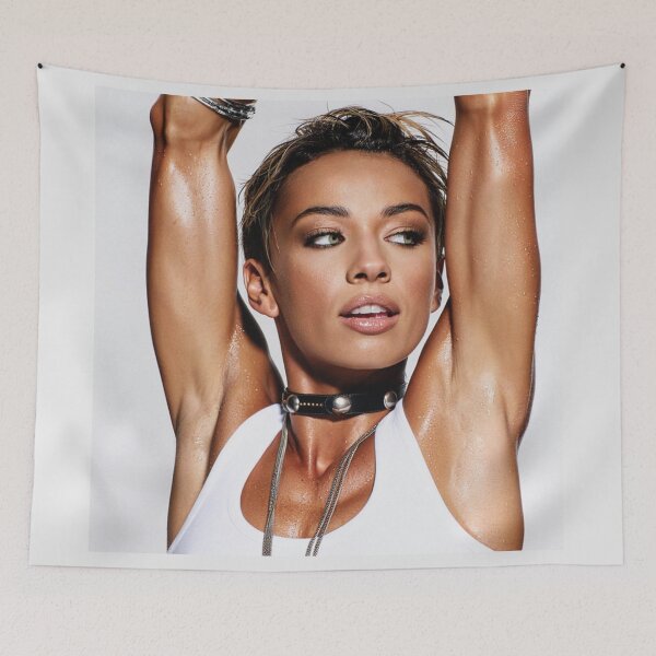 Item preview,  Beautiful sexy gym woman posing with her arms up showing her armpits sweating designed and sold by Vintage Designs +.